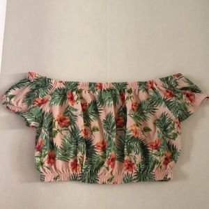Forever 21 floral off the shoulder crop top